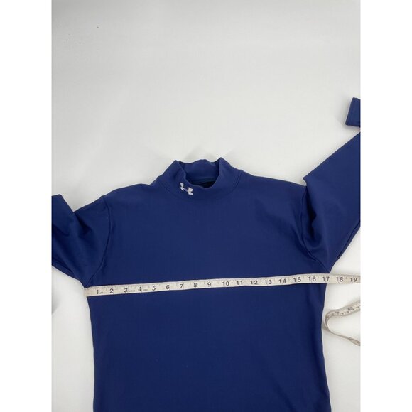 Under Armour Mens Small Long Sleeve Mock Neck Performance Shirt Blue Athletic - Picture 5 of 6